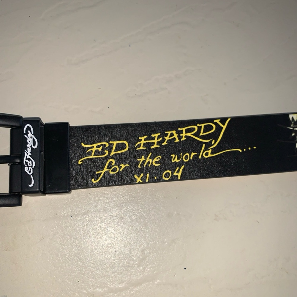 Ed Hardy Men's Reversible Belt Tattoo Dragon Skull Y2K Streetwear Size 42 - Picture 7 of 15